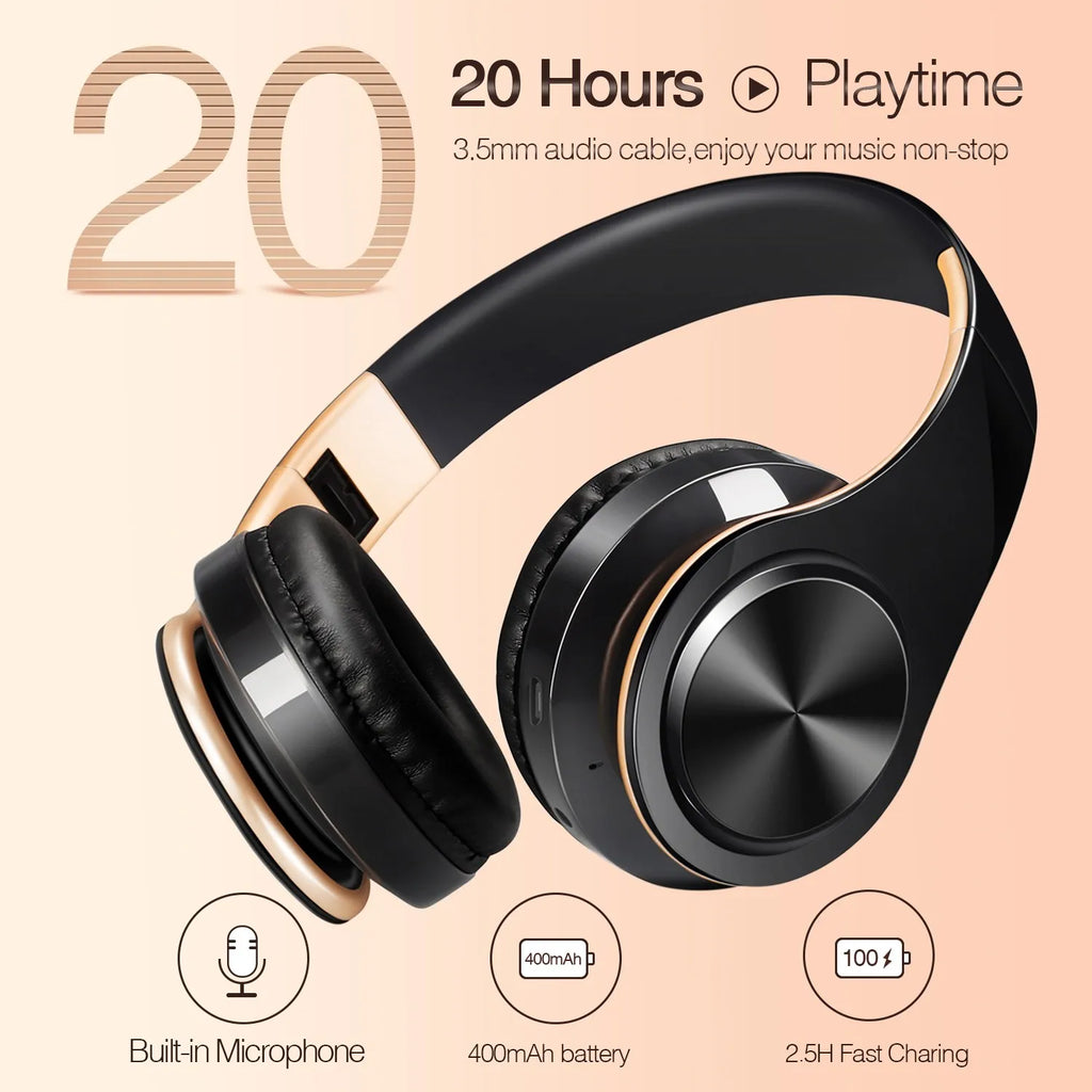 Wireless Bluetooth Headphones Gold