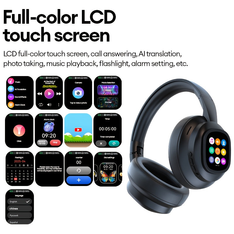 AI Translation Headphones LCD Touch Wireless Earbuds